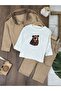 Bear Printed Gabardine Jacket Long Sleeve Badi Lycra Gabardine Cargo Pants 3-Piece Baby Boy Set - 2