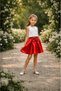 Girl's Satin Bow Detailed Mini Flared Skirt