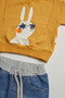 Baby Girl Rabbit Printed Sweatshirt and Jogger Jean Pants Set - 2