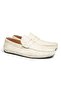 Cream Color Laceless Genuine Leather Men's Shoes