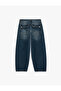 Regular Waist Cotton Comfortable Fit Barrel Denim Trousers with Pockets - Barrel Jeans - 6