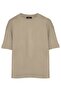 Unisex oversize wide cut 100% cotton 3-pack navy-white-khaki crew neck t-shirt - 3