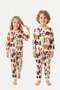 Girls' and Boys' Long Sleeve Pajama Set 100% Cotton Beige Winter Forest and New Year Pattern Combed Cotton - 3