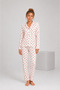 Women's White Red Heart Patterned Long Sleeve Buttoned Pajama Set - 2