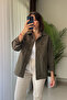 Double Pocket Snap Fastener Oversize Gabardine Mink Shirt Jacket