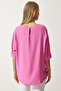 Crew Neck Draped Viscose Blouse Lrc0006 Pink - 5