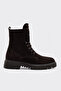 Genuine Leather Brown Suede Women's Wedge Heel Boots 657Sza7771