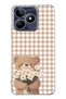Realme Note 50 4g Compatible Transparent Phone Case with Flower Bouquet and Teddy Bear Pattern