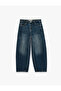 Regular Waist Cotton Comfortable Fit Barrel Denim Trousers with Pockets - Barrel Jeans - 5
