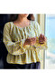 Women's Plaid Square Neck Shirt - 6
