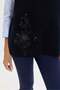 Women's Crew Neck Cross Patterned Short Wool Vest Dark Blue - 4