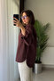 Double Pocket Snap Fastener Oversize Gabardine Mink Shirt Jacket - 2