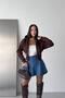 Women's Brown 3-Thread Hooded Zip-Up Crop Sweatshirt Nbg6224 - 2