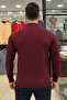 Men's Winter Large Size Burgundy Zippered Sweatshirt - 5