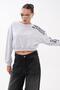 Women's Oversize Short Sweatshirt with Sleeve Print Detail 265140 - - 4
