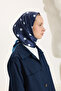 Patterned Twill Scarf Polka Dot Navy Blue - 4