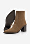 Women's Pointed Toe Cowboy Zippered Thick Heeled Boots Ranka Tobacco Brown Suede - 7