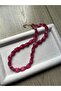 Cat's Eye Pink Natural Stone Necklace with Steel Apparatus - 3
