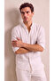 Men's Long Sleeve Buttoned Collar Textured Slim Fit Shirt