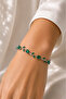 Sapphire Green Zircon Stone Tulip Steel Silver Bracelet - 2