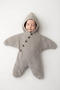 Star Figured Seamless Hooded Unisex Knitwear Baby Romper 0-6 Months - 4