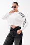 Women's Oversize Short Sweatshirt with Sleeve Print Detail 265140 - - 3
