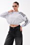 Women's Oversize Short Sweatshirt with Sleeve Print Detail 265140 - - 3