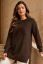 Patterned Mercerized Tunic N3385 Brown - 2