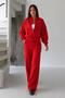 Women's Red Hooded Three-Thread Tracksuit Set Gts018 - 5