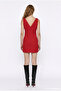 V-Neck Waist-Fitted Mini Dress Red - 5