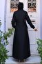 معطف كلاسيكي طويل مبطن بأزرار وياقة سوداء 1302 - 5