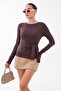 Women's Side Tie Detailed Crew Neck Long Sleeve Blouse 265071 - - 3