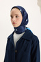 Patterned Twill Scarf Polka Dot Navy Blue - 2