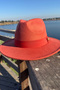 Winter Women's Fedora Hat |   Tile Orange Wide Brim Felt Fedora - 5