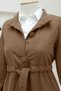 Women's Belted Balloon Sleeve Cashmere Coat Cinnamon - Cinnamon - 2