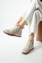 Women's Beige Lace-Up Thermo Sole Comfortable Sports Shoes