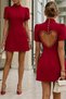 Women's short sleeve turtleneck dress with back heart detail - imported crepe - 4