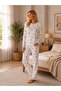 Women's Long Sleeve Crew Neck Skateboard Pattern Waffle Fabric 100% Cotton Pajama Set - 4