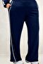 67073 Plus Size Ribbed Modal Pants Set - Navy Blue - 7