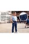 Unisex Boys Girls Ribbed Waist Elasticated Tube Leg Canvas-Linen Navy Blue School Trousers