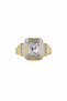 Stylish Ring with Rectangular Cut Stone in Yellow and Grey Tones