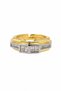 Adjustable Zircon Stone Geometric Yellow Tone Steel Ring Women Men Unisex Stylish Design