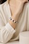Double Color Onyx Natural Stone Cylinder Bracelet |   Stylish and Modern Unisex Bracelet - White - 2