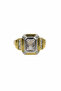 Stylish Steel Ring with Yellow and Gray Tone Rectangular Cut Stone