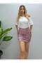 Women's High Waist Sequin Mini Skirt with Sequin Shorts Inside - 6