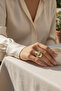 Modern Design Steel Ring with Yellow Tone Stone Detail - 4