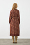 Belted Shawl Pattern Midi Dress - Brown - 8