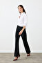 Flare Pants with Zippered Cuffs - Black - 3