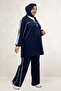 67073 Plus Size Ribbed Modal Pants Set - Navy Blue - 4