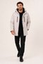 Men's Stone Color, Fleece Lined, Hooded, Water and Wind Resistant, Long Parka Coat - 3